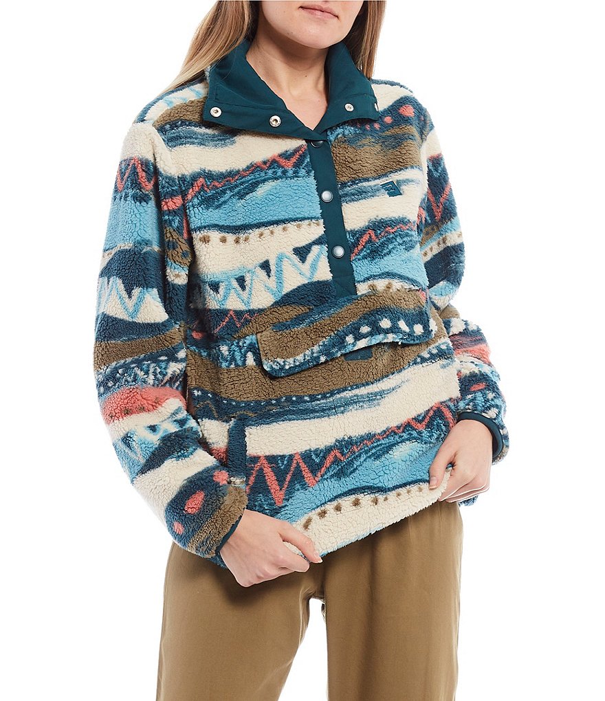Billabong Switchback Printed Snap-Front Cozy Pullover Fleece
