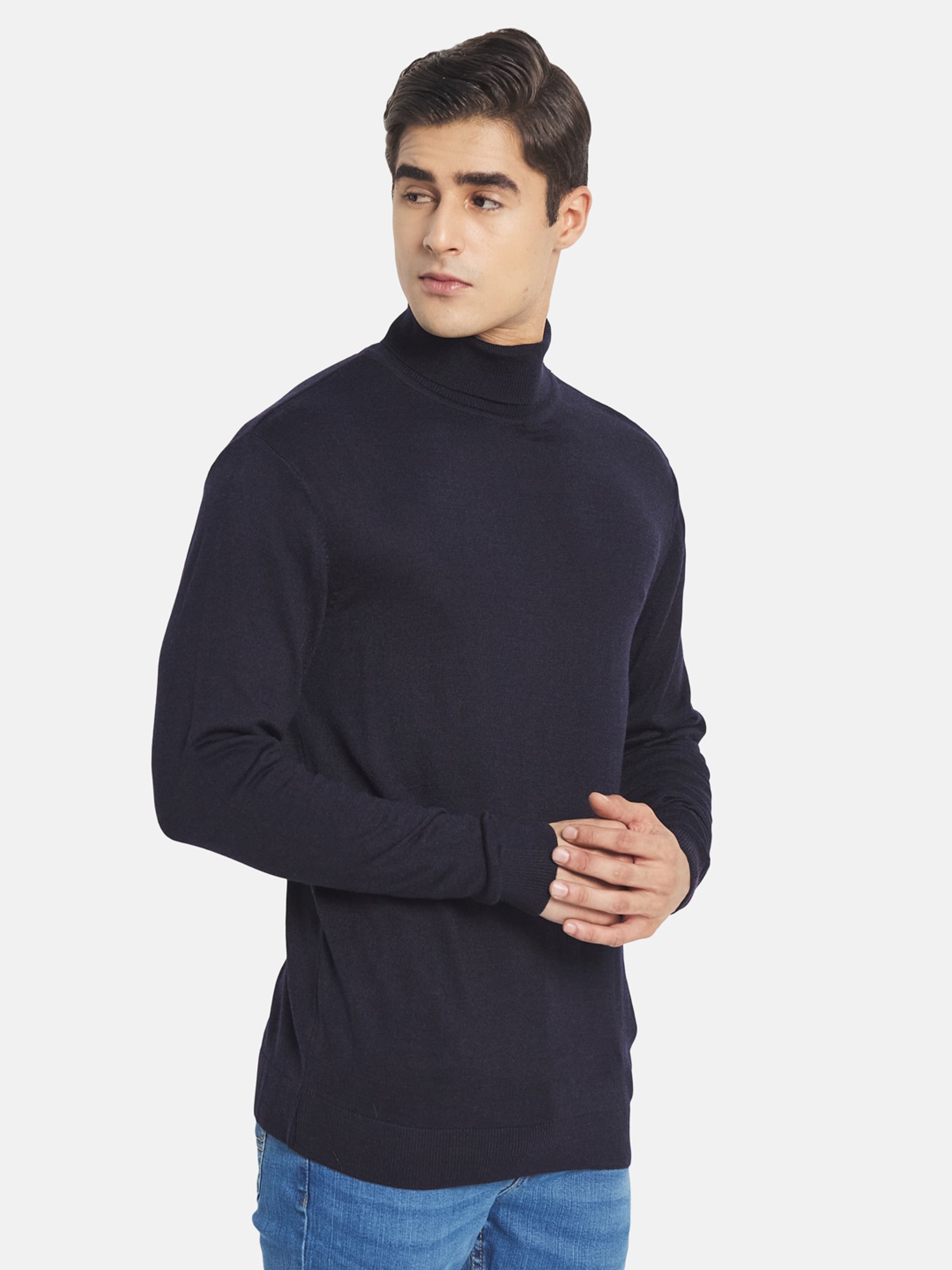 METTLE Navy Round Neck Sweater