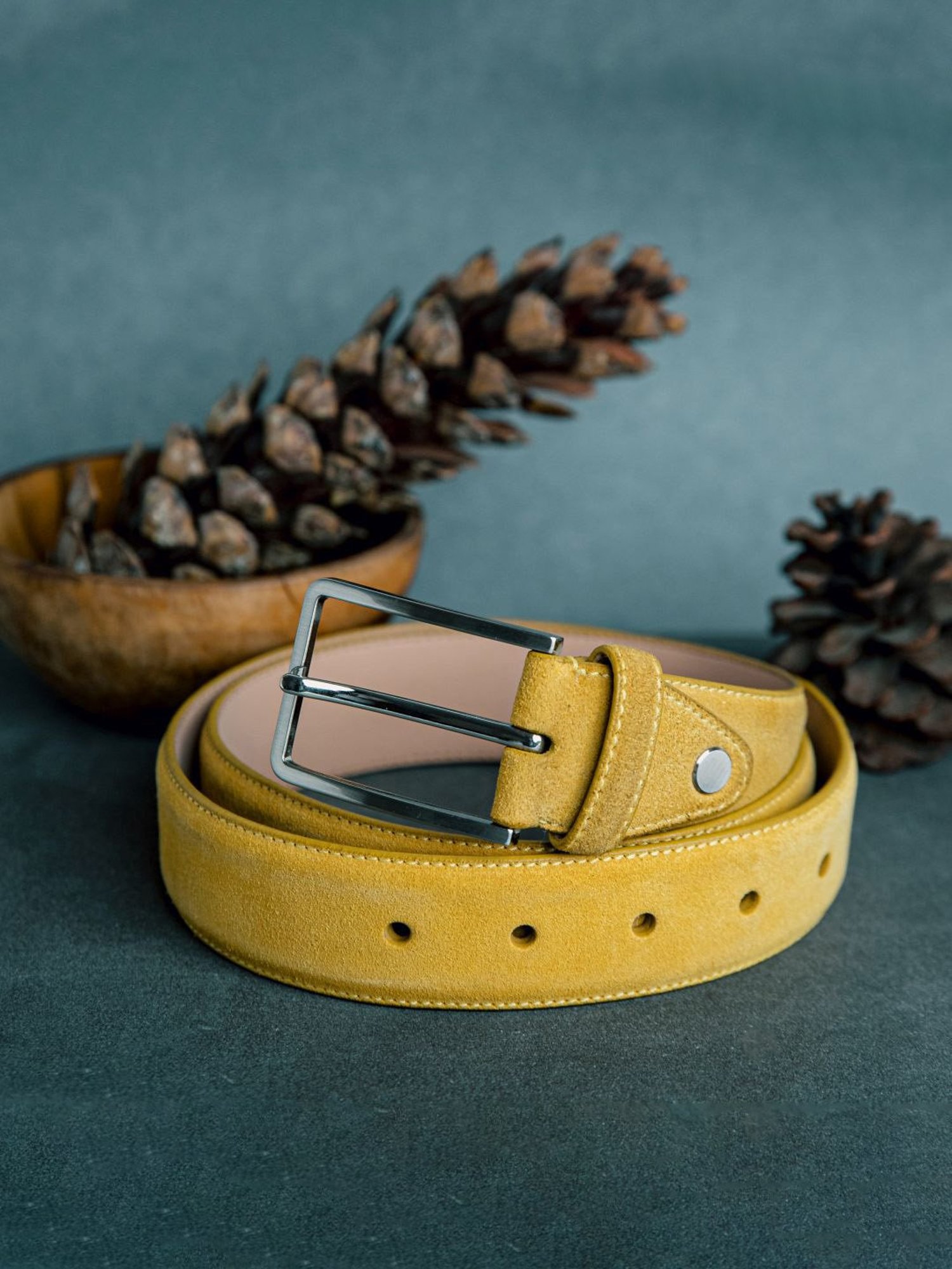 James Aston Valentino Suede Sulphur Leather Solid Waist Belt