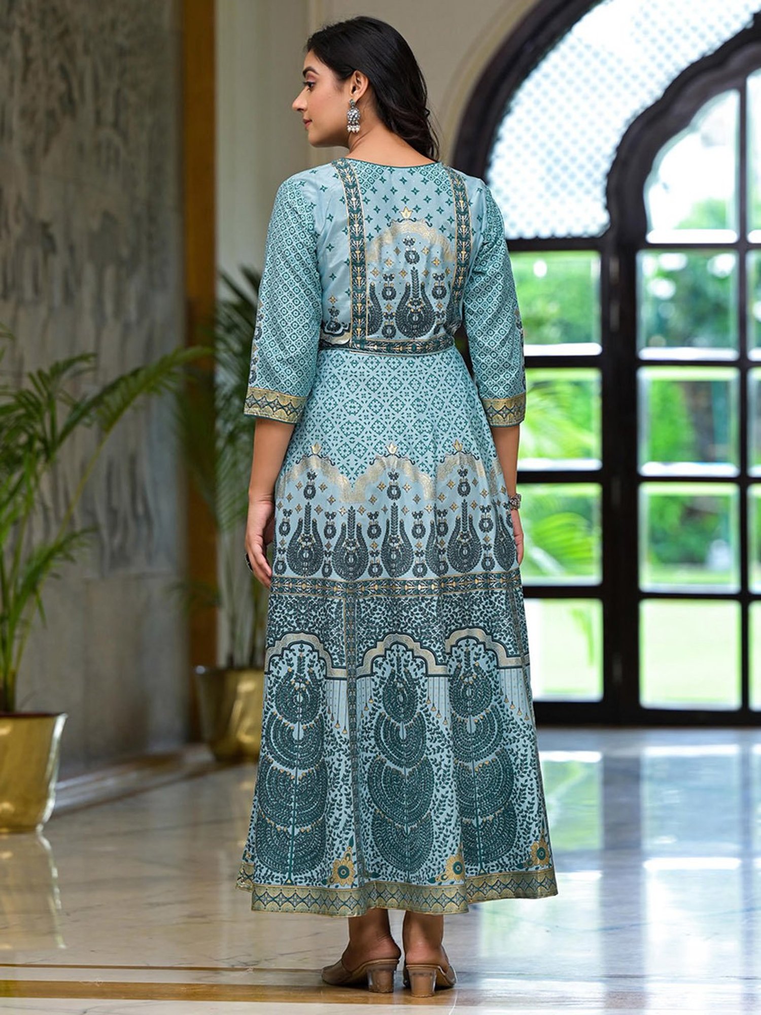Juniper Aqua Printed Ethnic Dress
