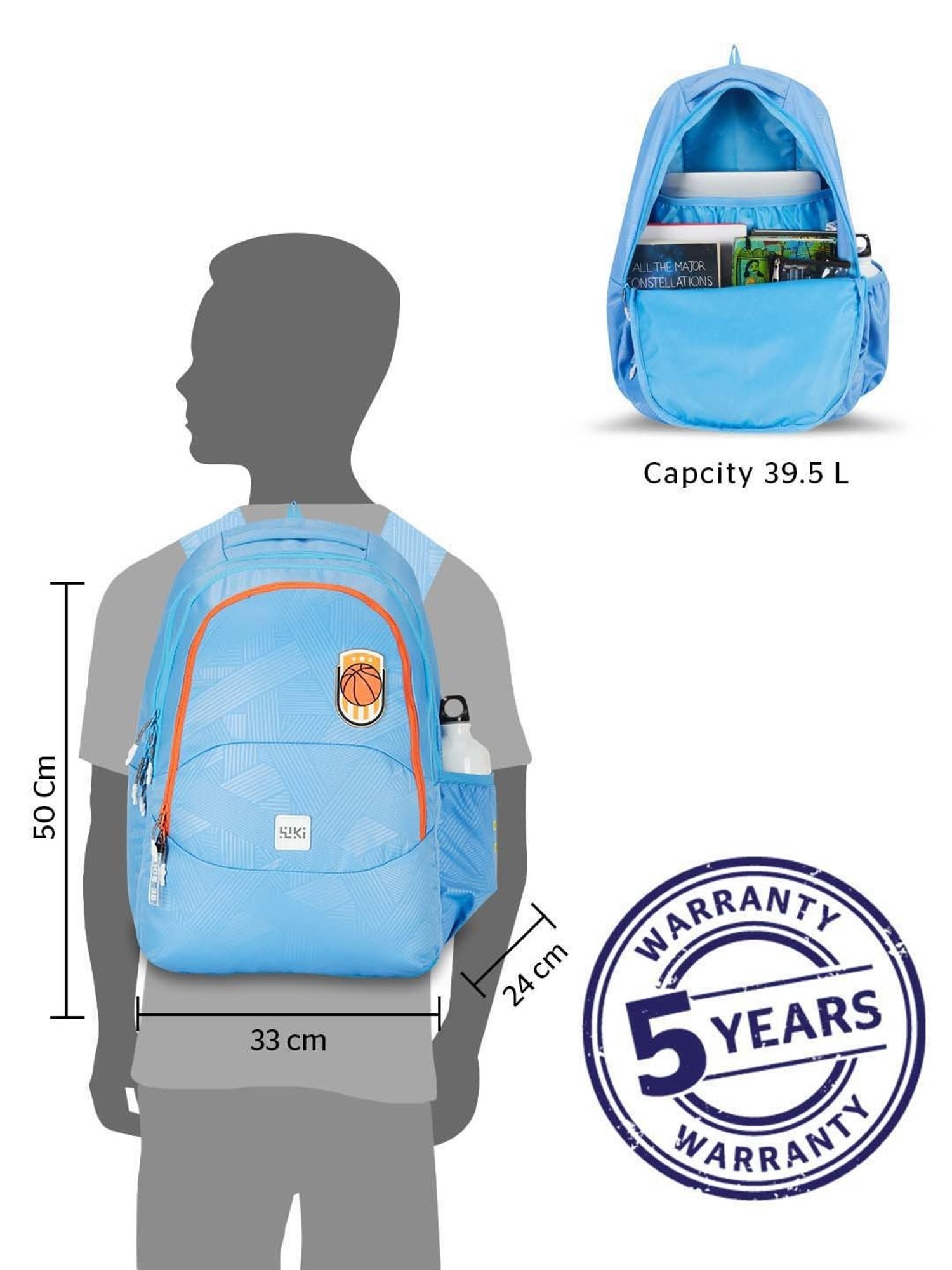Wiki 39.5 Ltrs Blue Medium Backpack
