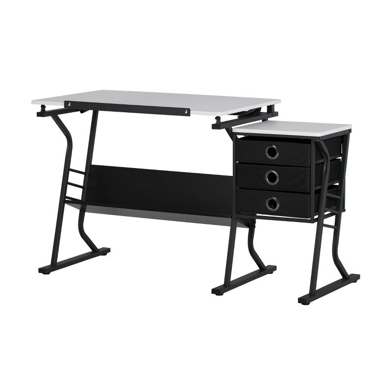 Eclipse Hobby Table with Stool - Black/White
