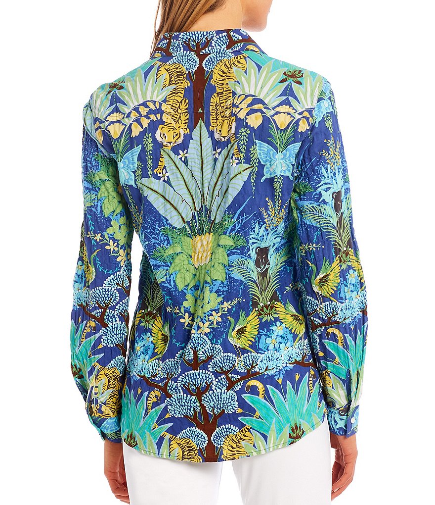 J.McLaughlin Lois Cotton Floral Long Sleeve Shirt Collar Blouse