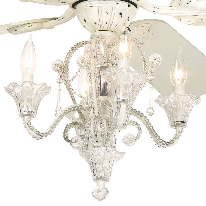 52" Casa Vieja Vintage Chic Ceiling Fan with Light LED Crystal Chandelier Rubbed White for Living Room Kitchen Bedroom Family