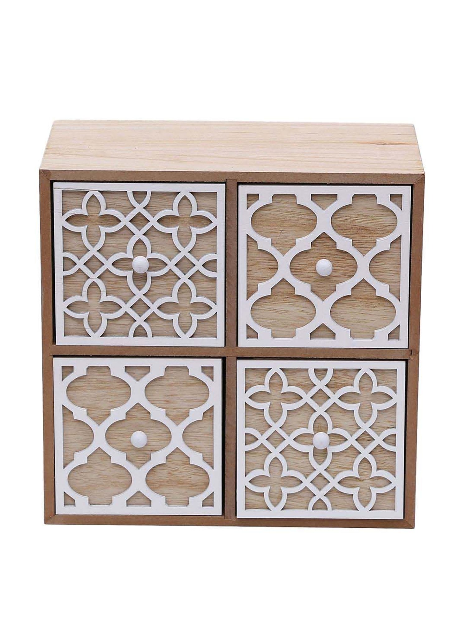 Tayhaa Beige & White Wooden Designed Box