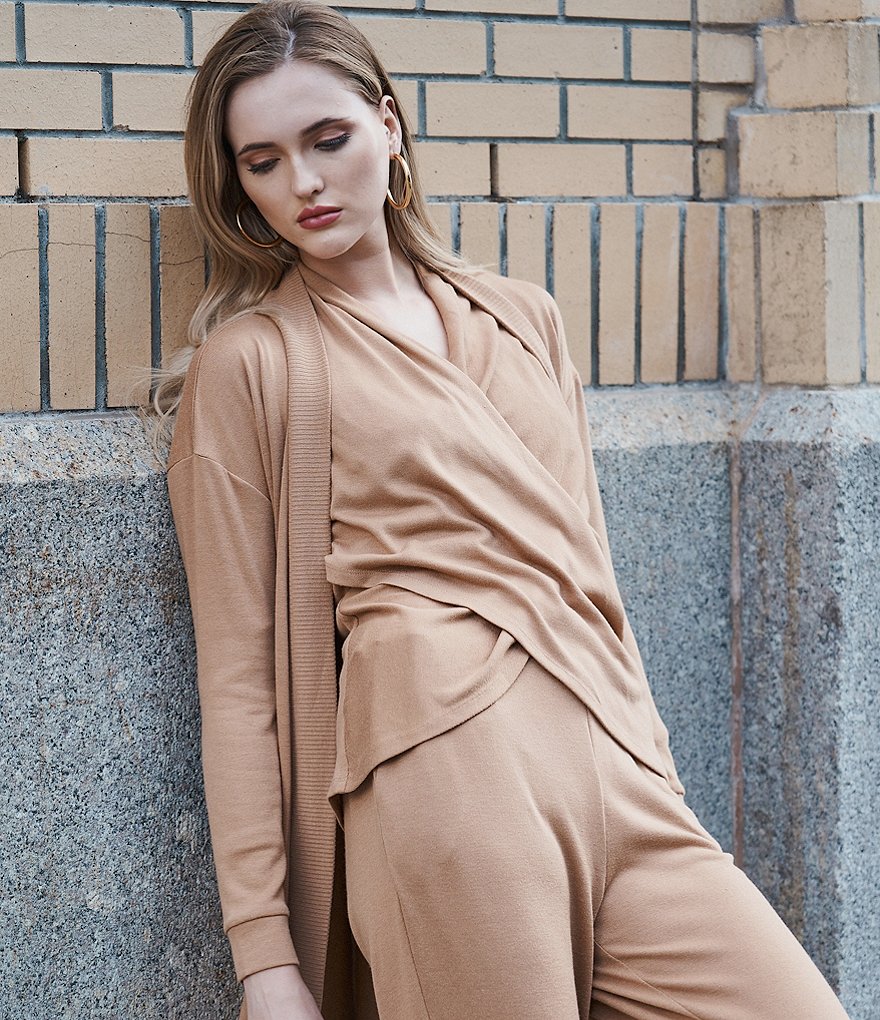 1. STATE Long Sleeve Drape Front Cozy Cardigan