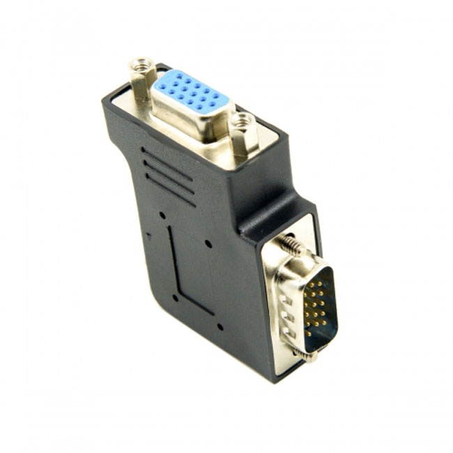 CY Vertical Flat Right Angled 90 Degree VGA SVGA Male To Female extension Adapter BK DB-002-RI