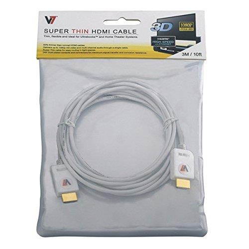 V7 V7N2HDMI4S-03M-WH 9.8 ft. Super Thin HDMI Cable