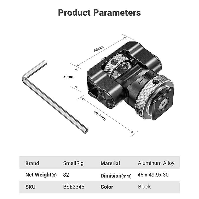 Field Monitor Holder Mount with Cold Shoe for 5 inch and 7 inch Monitor Swivel and Tilt BSE2346