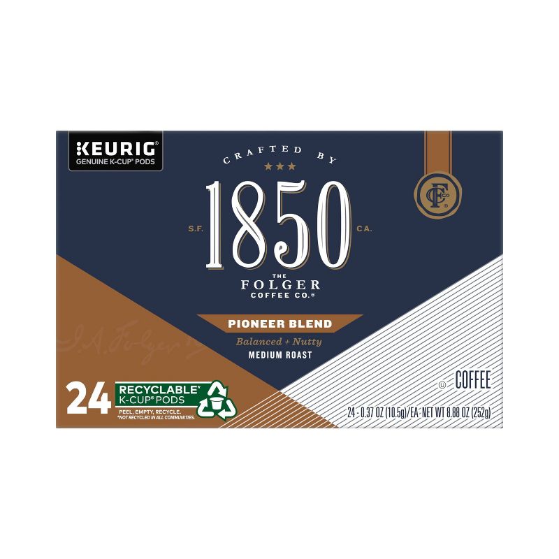Folgers 1850 Pioneer Blend Dark Roast Coffee - Keurig  K-Cup Pods - 24ct