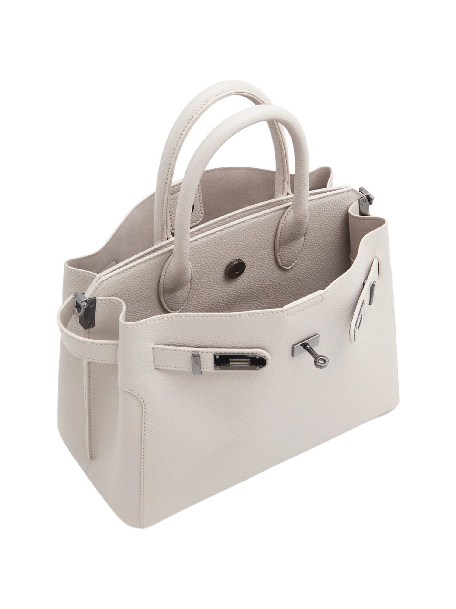 Call It Spring Off White Solid Medium Handbag