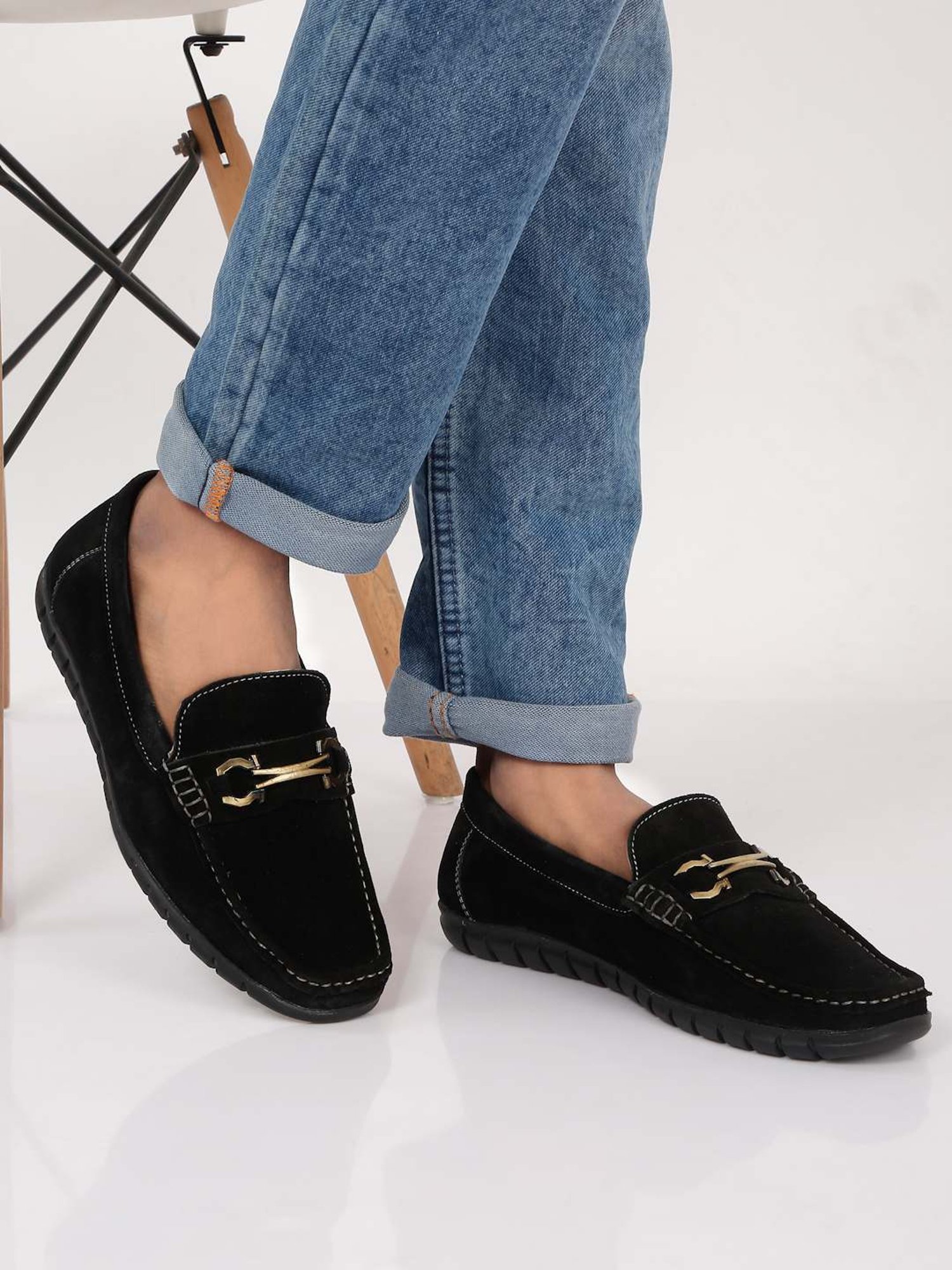 Teakwood Leathers Men's Black Casual Loafers