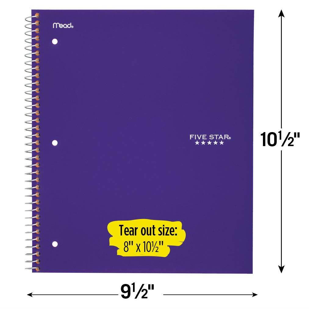 Five Star Spiral Notebook, 1 Subject, Wide Ruled Paper, 100 Sheets, 10-1/2" x 8", Purple (72351)