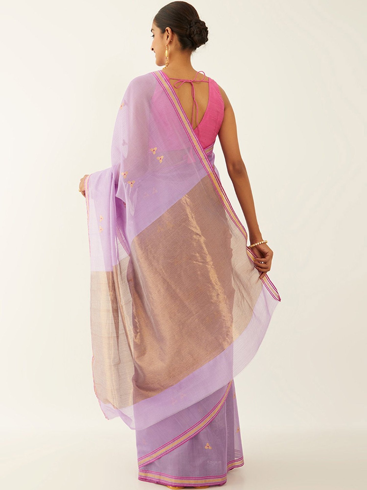 Taneira Purple Woven Chanderi Saree With Unstitched Blouse