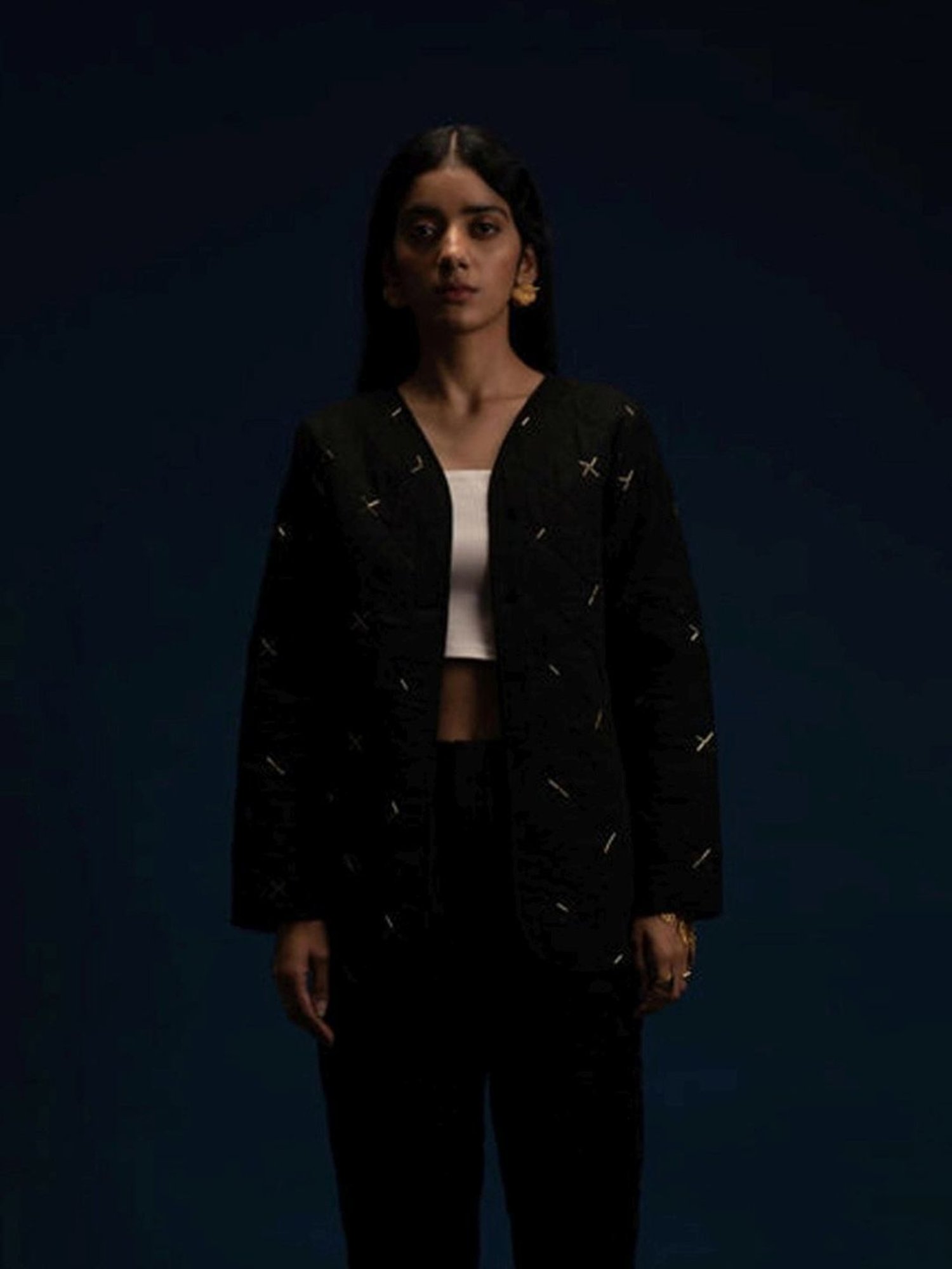 Khajoor Studio Black Fragments Dancing Stars Quilted Jacket