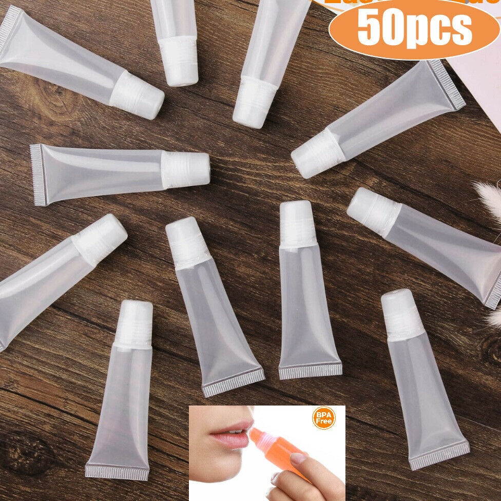50Pcs 10ml Lip Gloss Balm Empty Soft Tubes Clear Cosmetic Containers Refillable