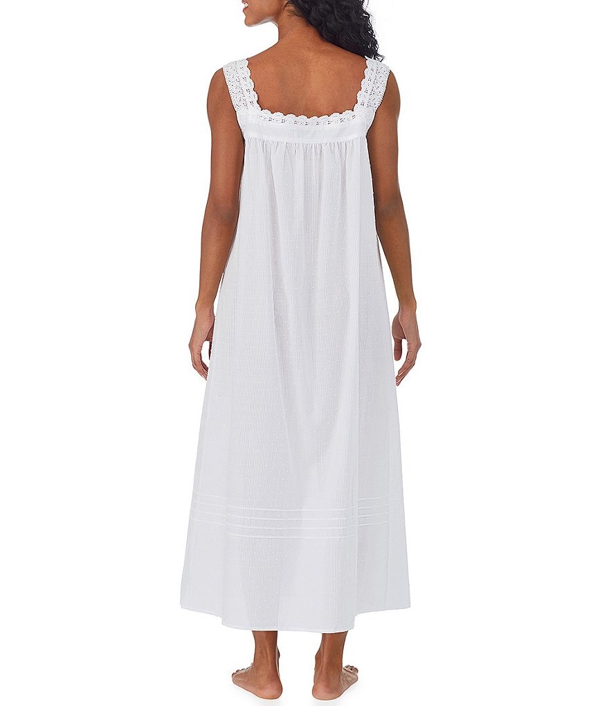 Eileen West Sleeveless Textured Sheer Striped Ballet Nightgown