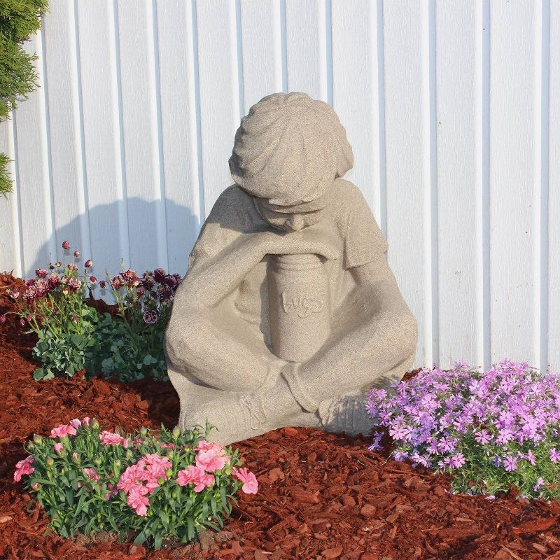 Emsco 21" Resin Natural Boy Statuary - Sand