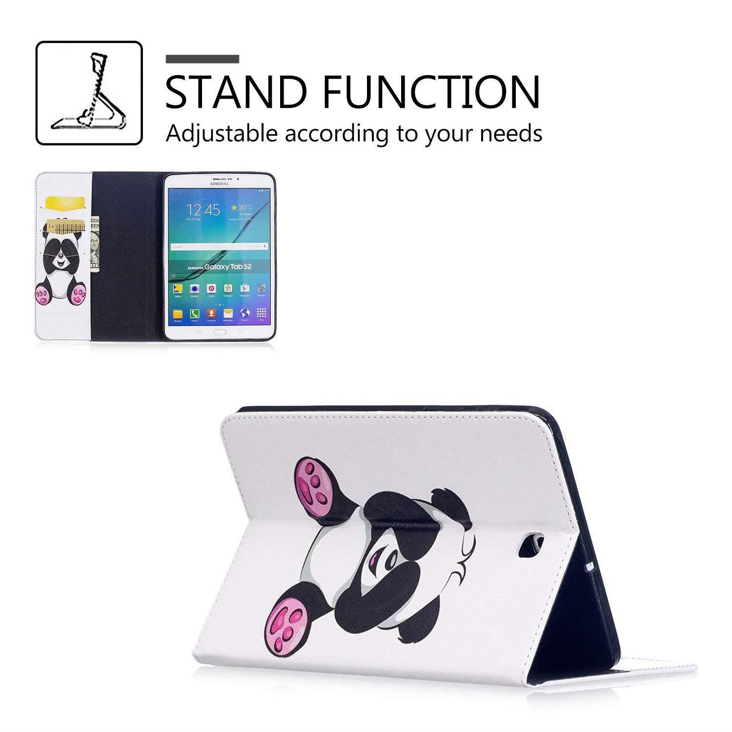 Galaxy Tab S2 8.0 Hard Case, Premium Hybrid Synthetic Leather Stand [Stylish Design] Folio Case with [Card Slots/Money Holder] Cover for Samsung Galaxy Tab S2 8.0 inch SM-T715/T710/T713, Pink Panda