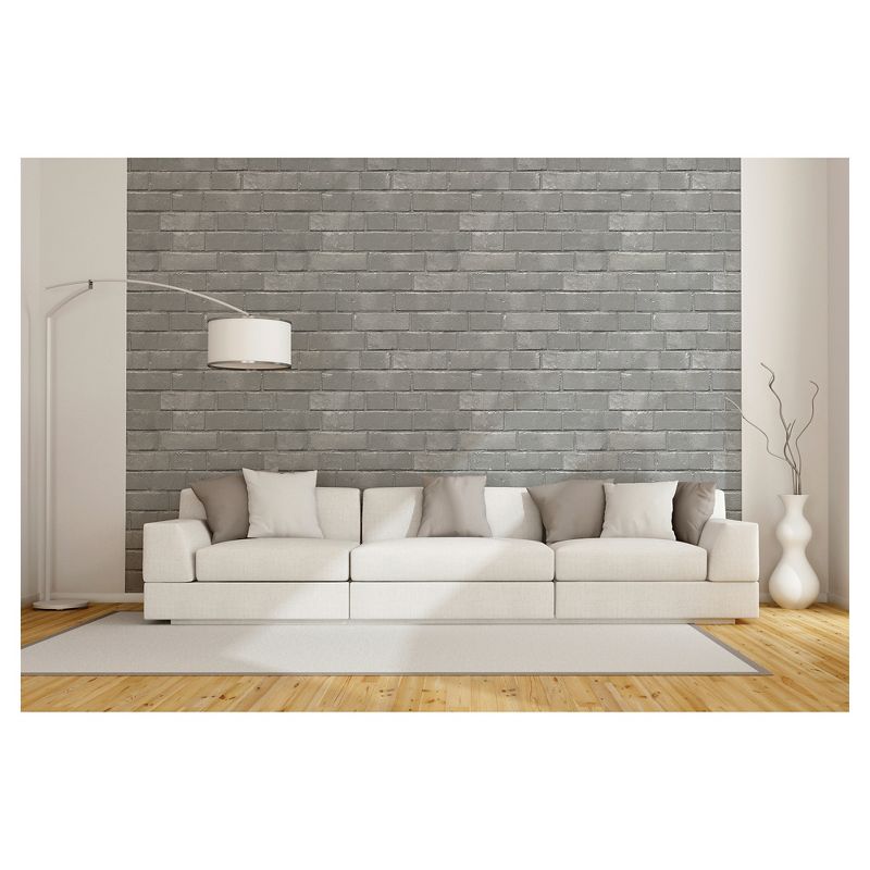 Devine Color Textured Brick Peel & Stick Wallpaper Gray