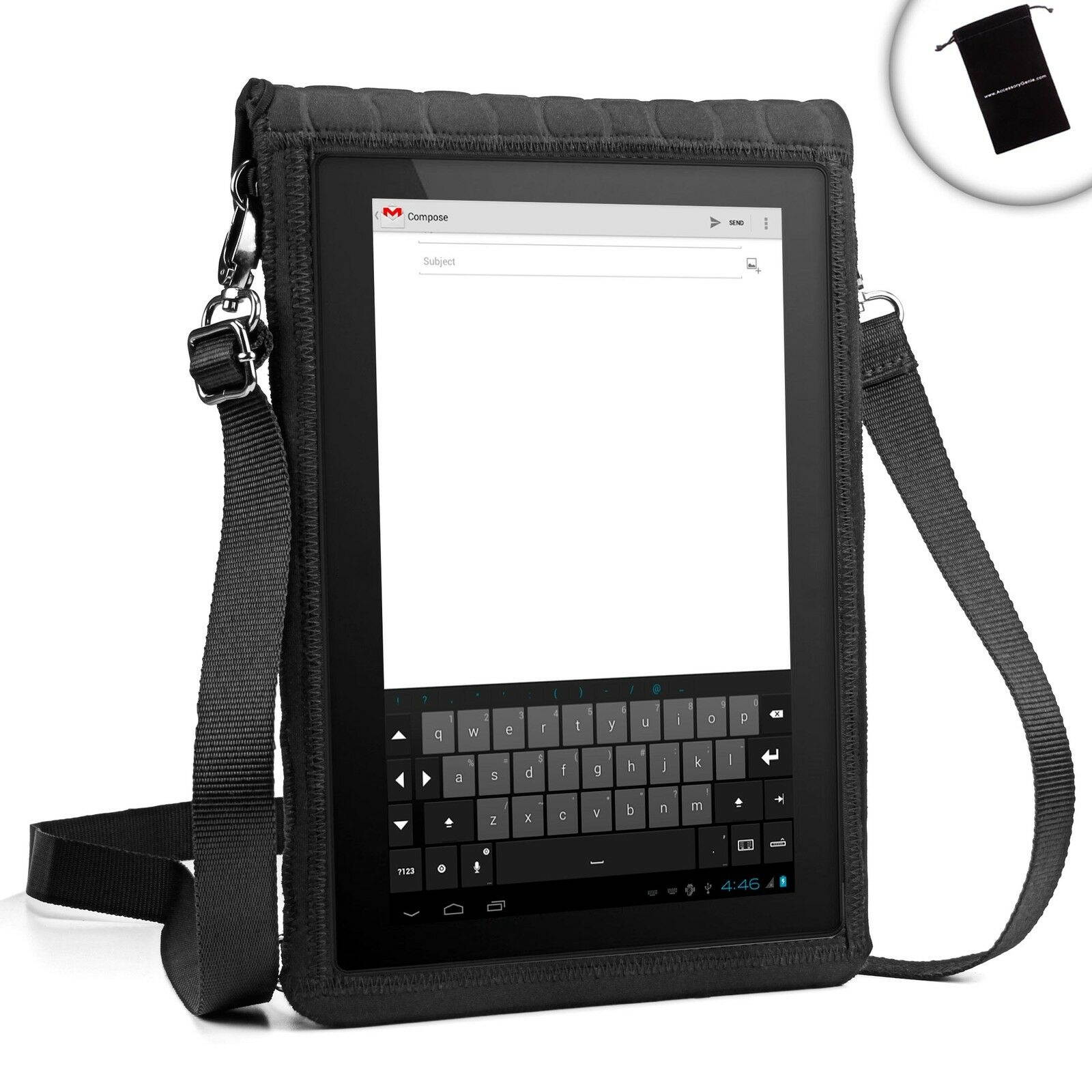 Neoprene Tablet Bag with Touch Screen Cover & Adjustable Strap + Accessory Bag