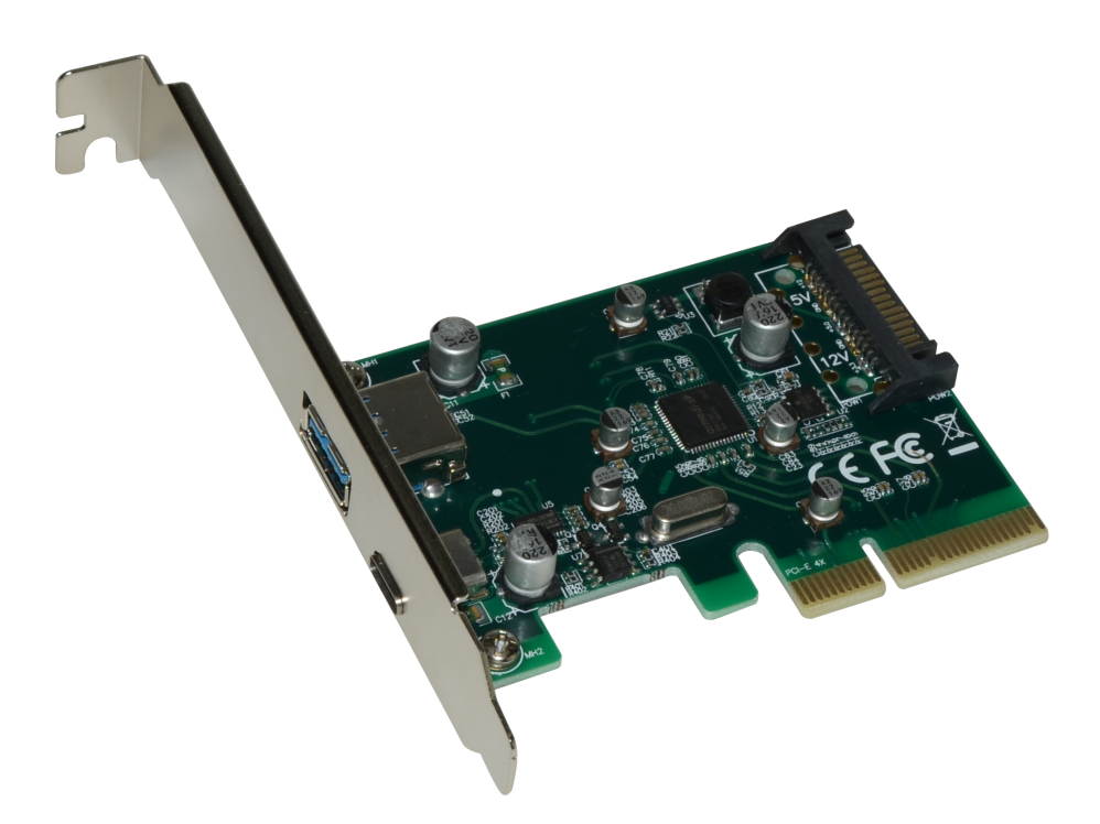 XtremPro PCI-E to USB 3.1 Type A + Type C Expansion Card Gen 2 or Gen 3 SuperSpeed 10Gbps Internal 15-Pin Power Connector for Windows 7 / 8.1 / 8 / 10 / Linux Kernels / MAC w/ CD-ROM - Silver (11108)
