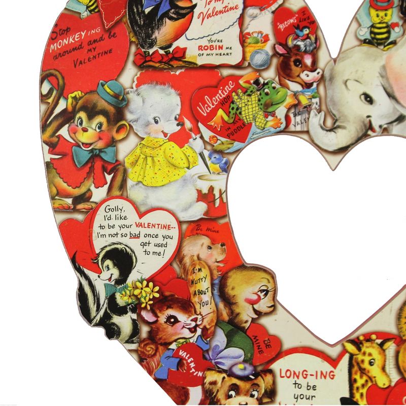 Valentine's Day 14.0" Valentine Vintage Heart Wreath Cards Retro Postcard Door Ilove Primitives By Kathy  -  Wreaths