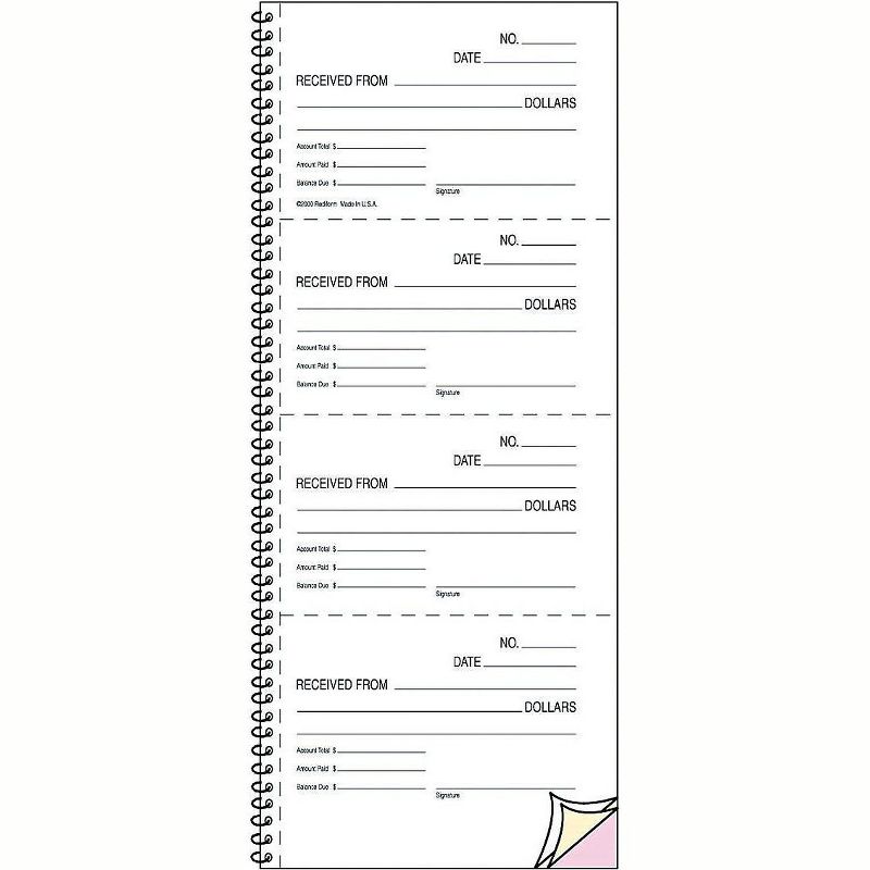 Rediform Money and Rent Unnumbered Receipt Book 5 1/2 x 2 3/4 Two-Part 500 Sets/Book 23L117