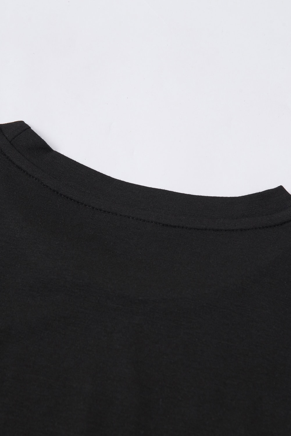 Blank T Shirt - Black Plain Rolled Up Crewneck T-Shirt Customized