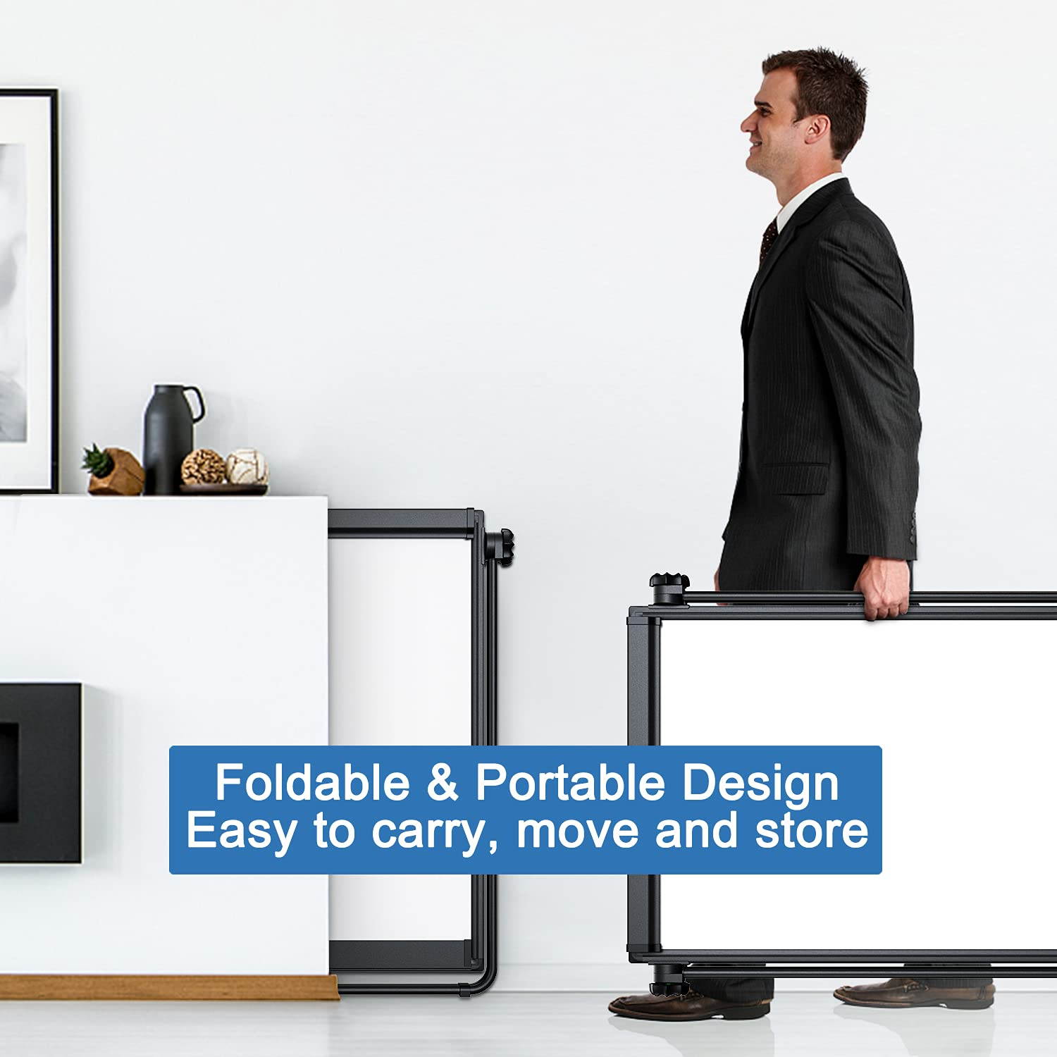 Double Sided White Board with Stands, Magnetic Whiteboard 40 x 28 inch Easel Stand, Height Adjustable Portable Dry Erase Board with 6 Magnets, 3 Markers, 1 Eraser for Home Office Teaching