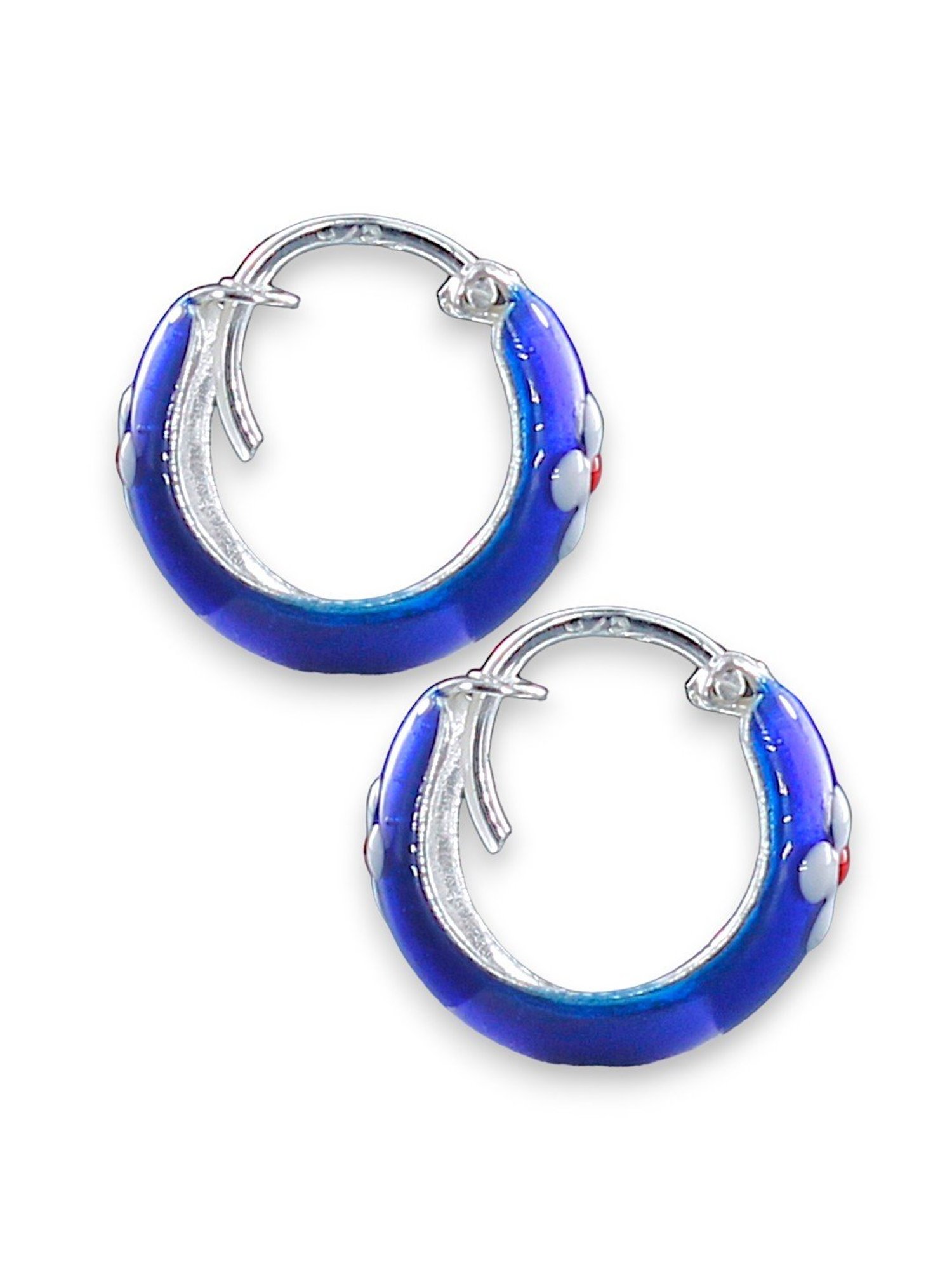 Taraash 92.5 Sterling Silver Enamelled Blue Hoop Earrings for Kids Girls