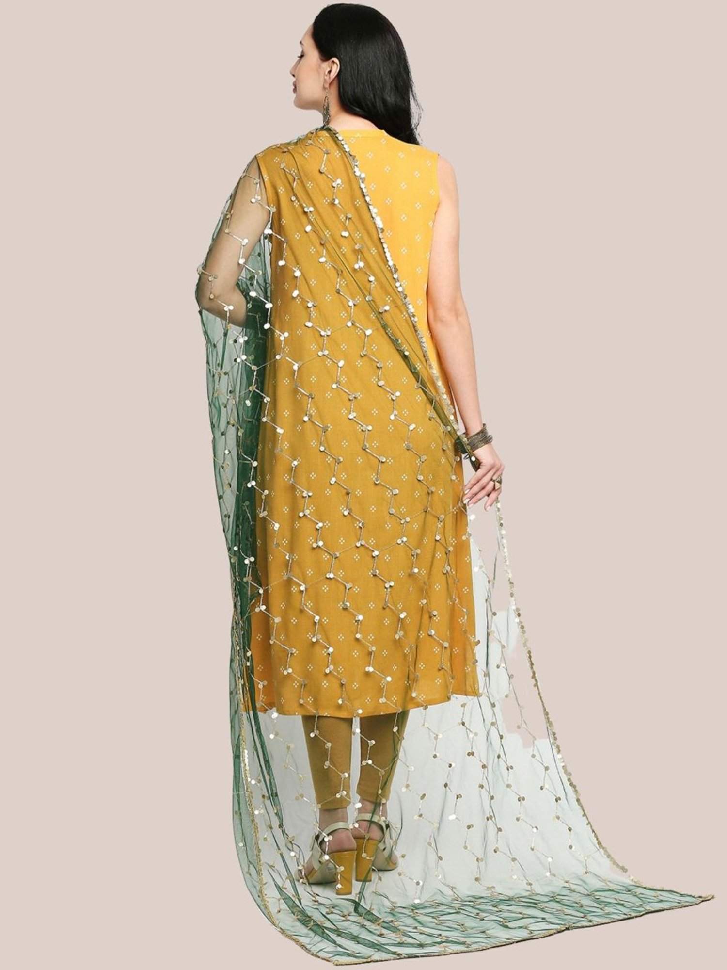 Dupatta Bazaar Green Embellished Dupatta