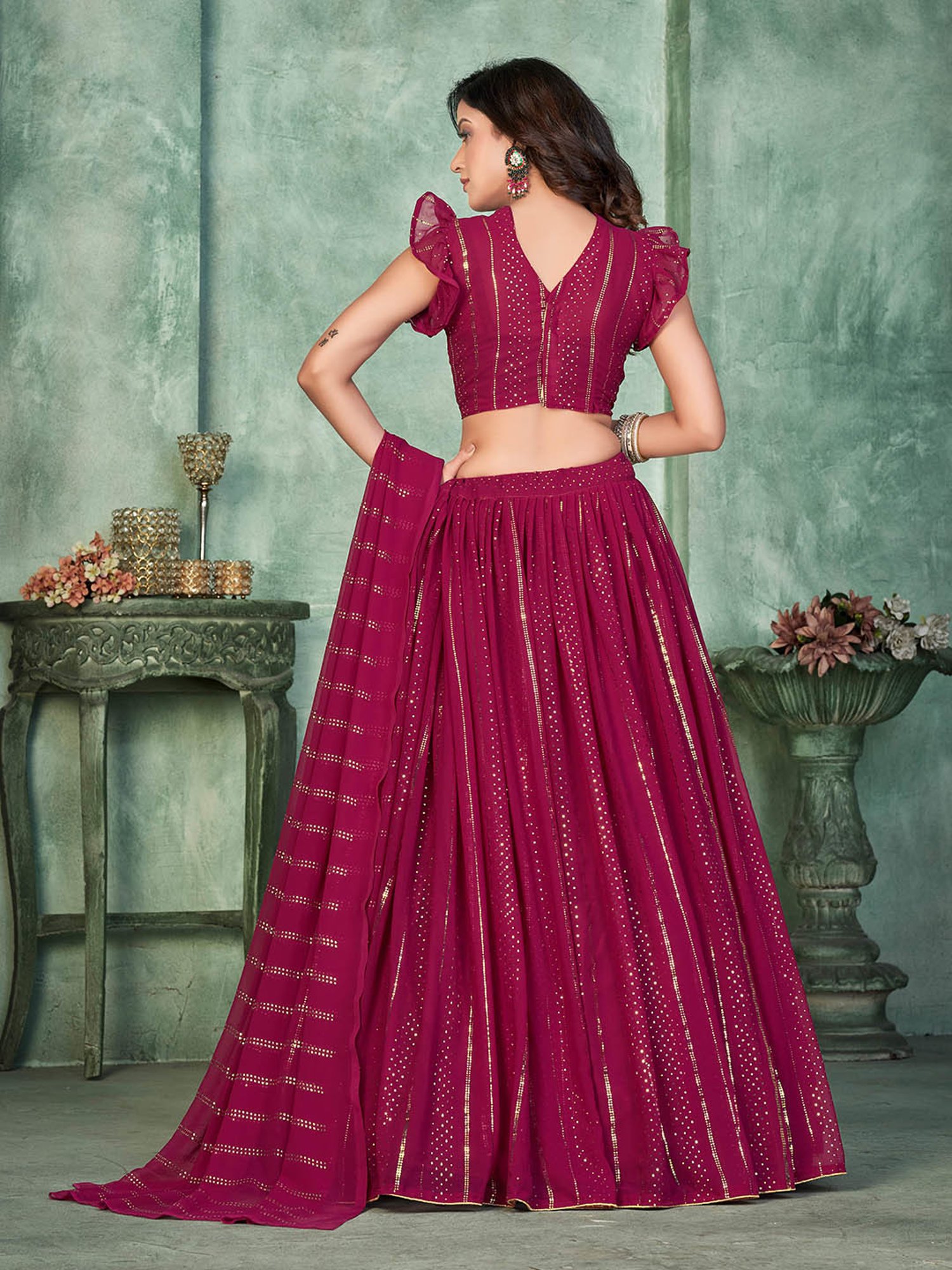 Warthy Ent Pink Embellished Lehenga Choli Set With Dupatta