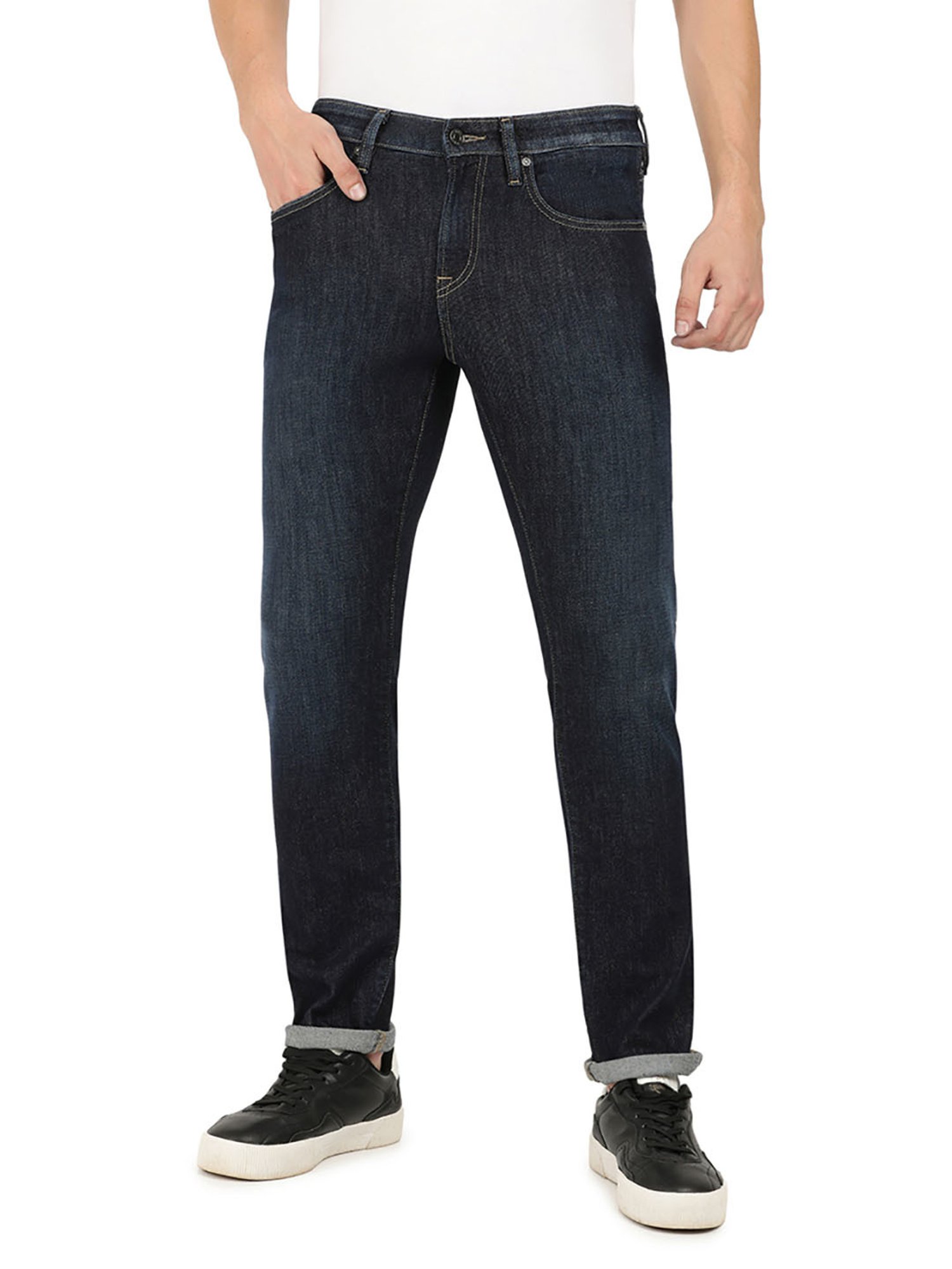 EVERBLUE Blue Comfort Slim Midrise Stretchable Jeans