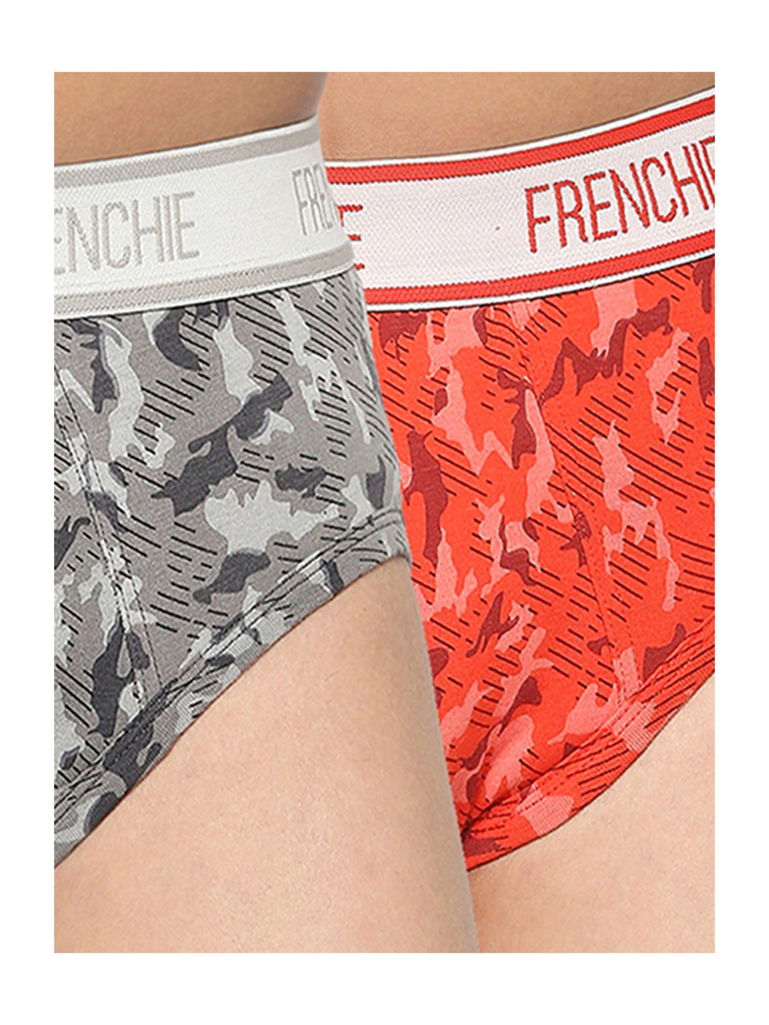 Frenchie Kids Red & Grey Camouflage Briefs (Pack Of 2)