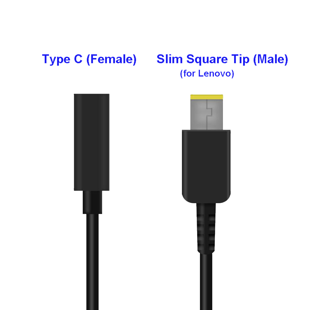5-Pack USB-C Type C (Female) to Lenovo Laptops Slim Square Connector Plug Converter Cable DC Tip Jack