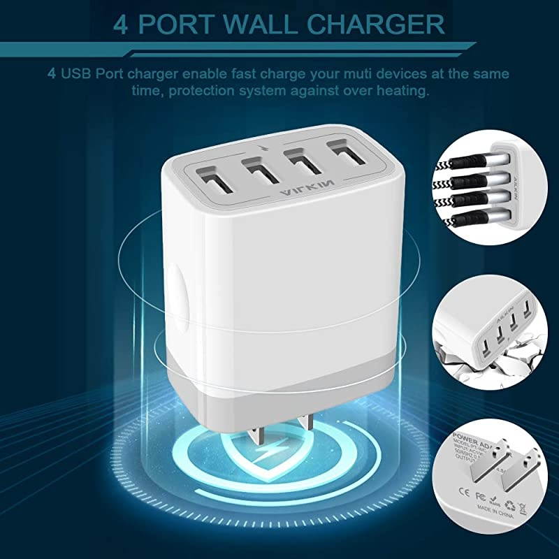 USB Charger Cube Wall Charger Plug  48A 4Muti Port USB Adapter Power Plug Charging Station Box Base Replacement for Phone 11 Pro MaxX87 Pad Samsung Phones and More USB Charging Block