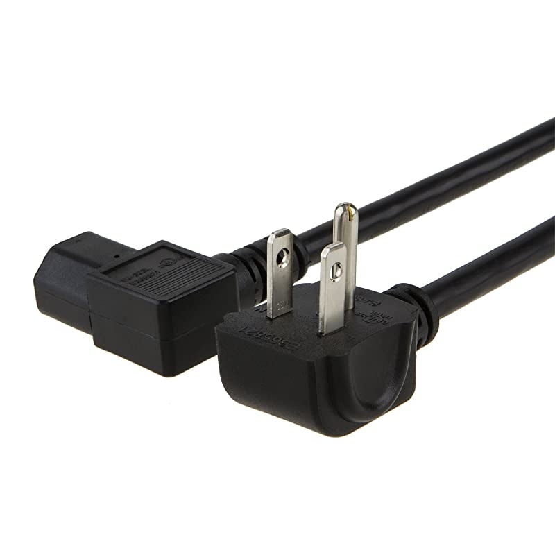 3 Feet 18 AWG Universal Power Cord for NEMA 515P Angle Type to IEC320 C13 Angle Type Cable 0915M Black