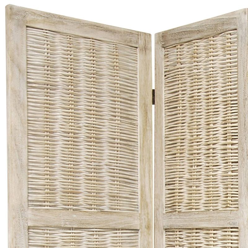5 1/2 ft. Tall Bamboo Matchstick Woven Room Divider - Burnt White (4 Panel)
