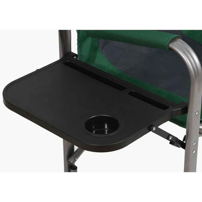 Kamp-Rite KAMP CC103 Director's Chair Outdoor Furniture Camping Folding Sports Chair with Side Table and Cup Holder, Green/Gray