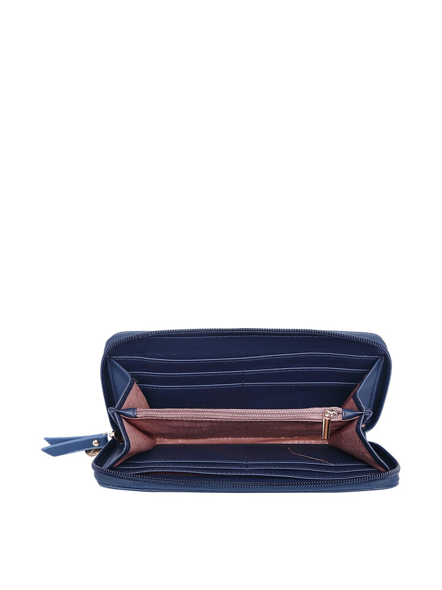 Caprese Star Navy Textured Zip Around Wallet for Women