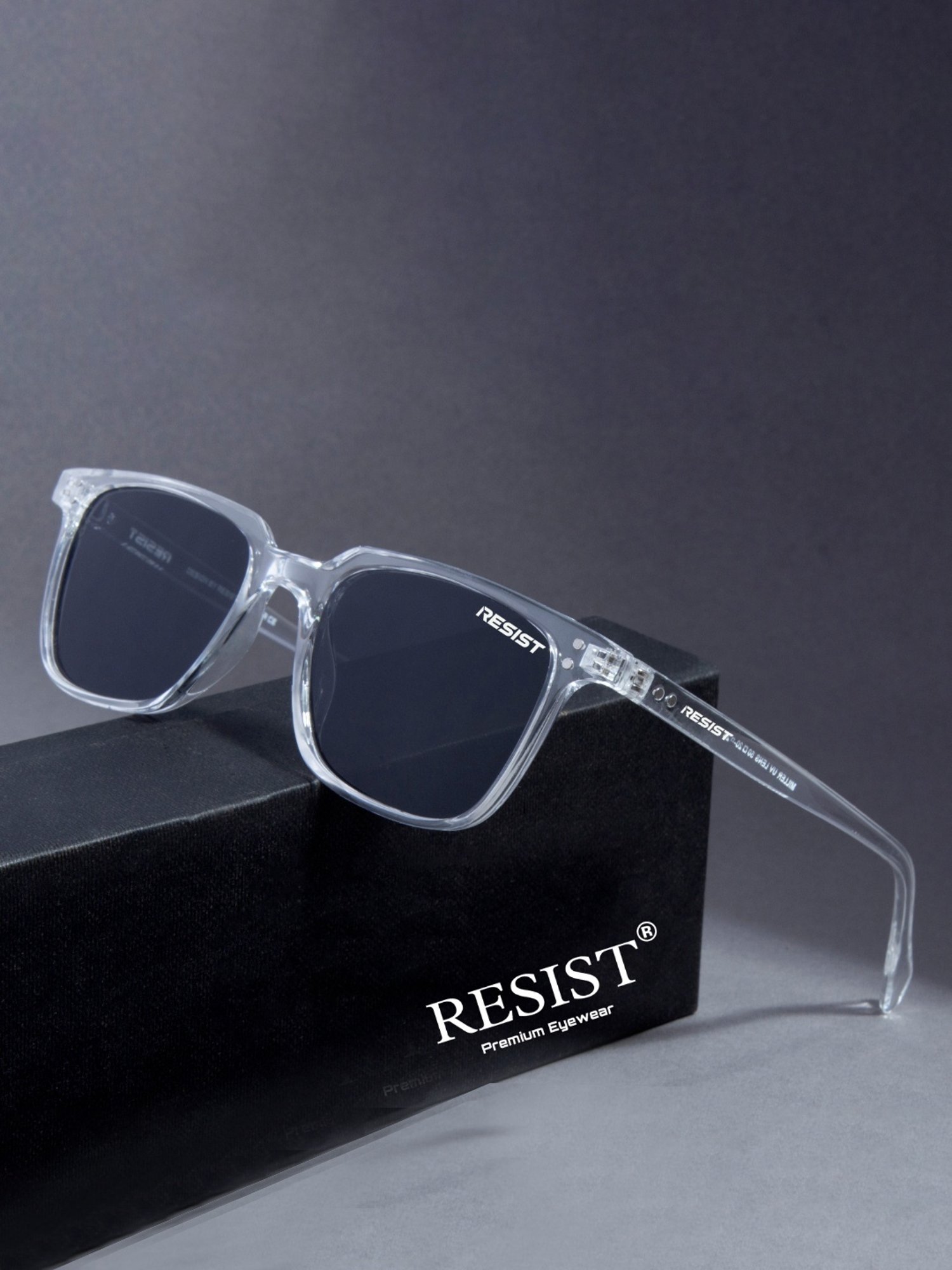 Resist Eyewear Black Wayfarer uv protected Unisex Sunglasses
