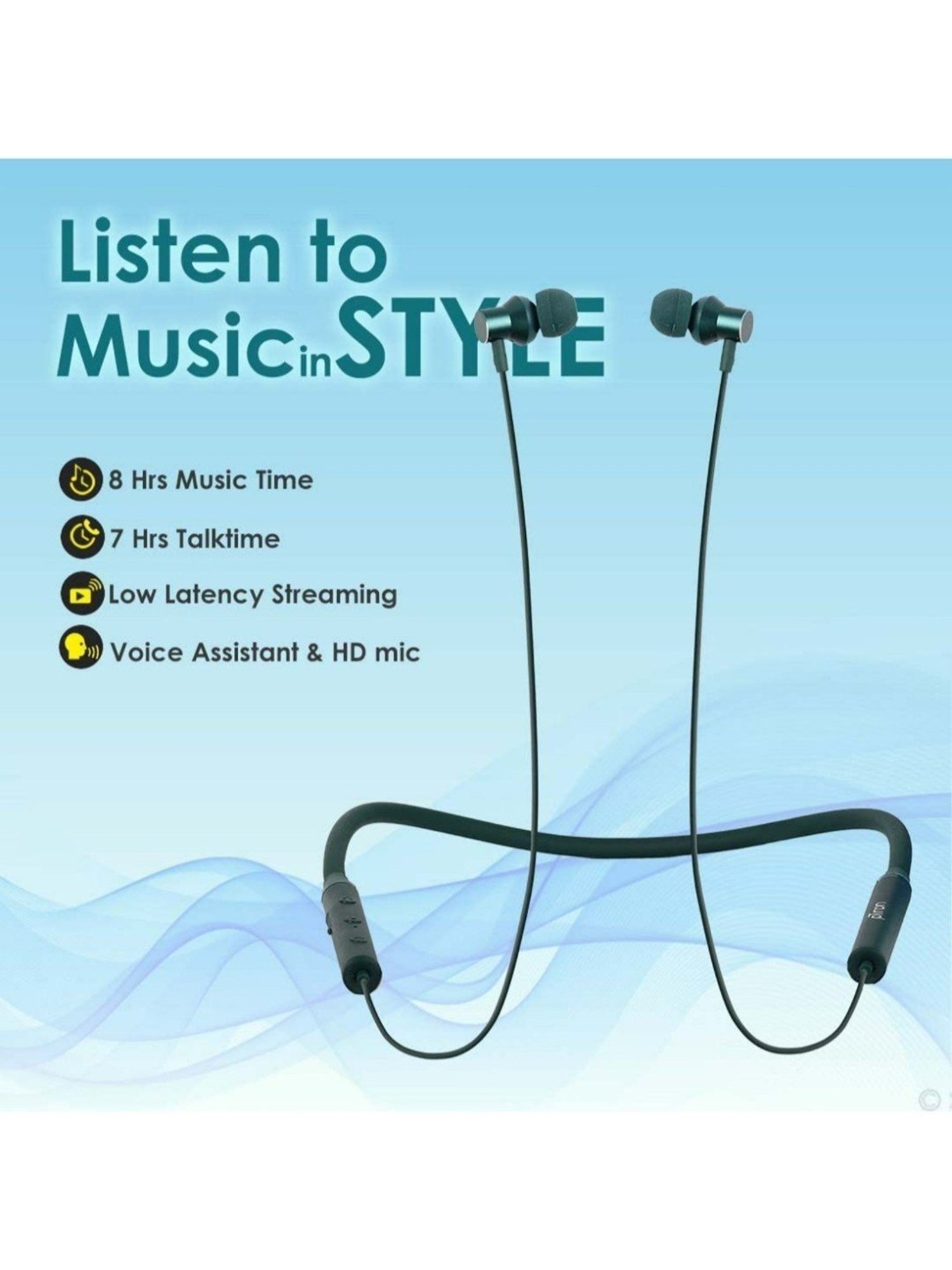 PTron Tangentbeat in-Ear Bluetooth 5.0 Wireless Neckband with Mic (Dark Green)