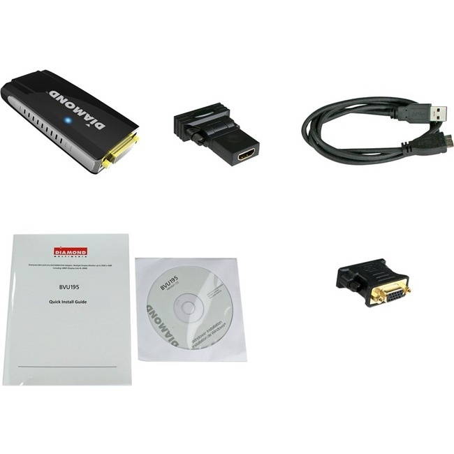Diamond Bvu195 USB External Video Display Adapter 1080P Outpu
