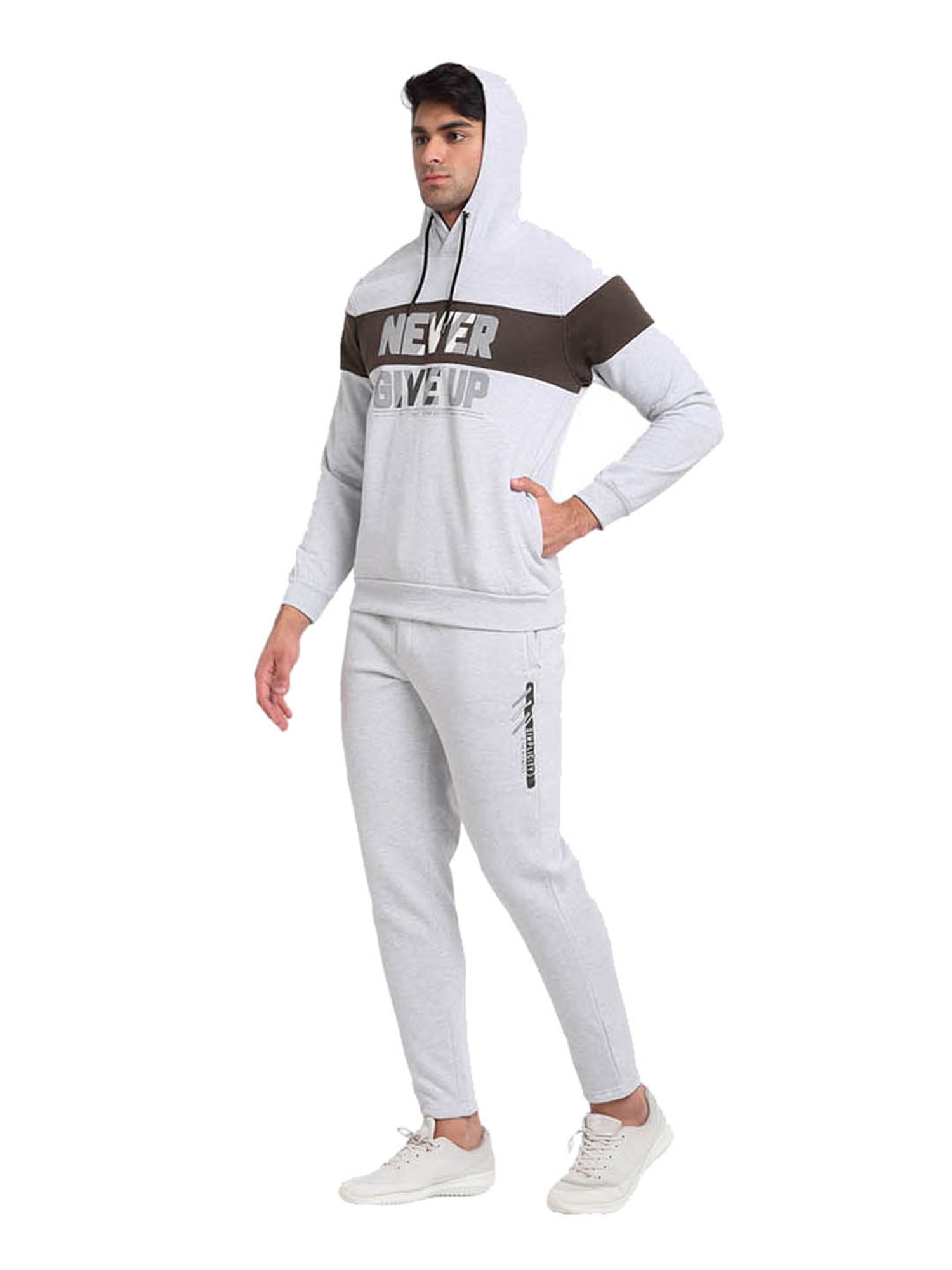 Global Republic Ecru Melange Printed Tracksuit