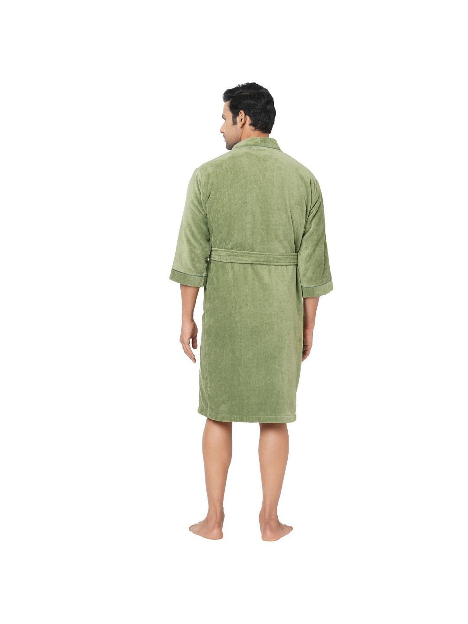 Spaces Exotica Solid Dark Green Cotton Bathrobes