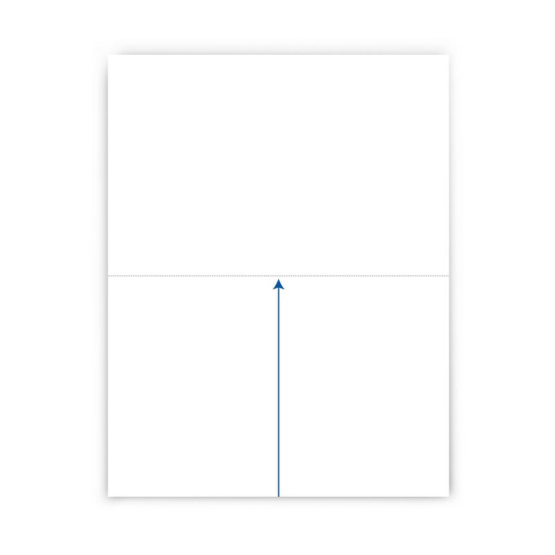 5pk 500 Sheets/Pack 20lb Half Sheet Perforated Paper 8.5"x11" White - PrintWorks