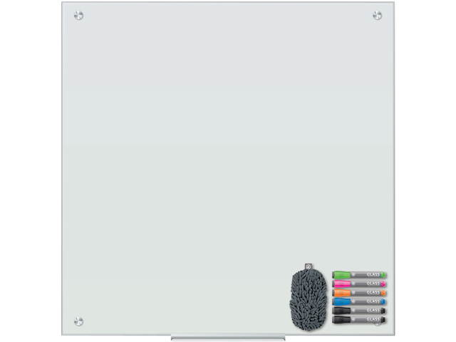 U Brands 3971U00-01 Magnetic Glass Dry Erase Board Value Pack, 36" x 36", White