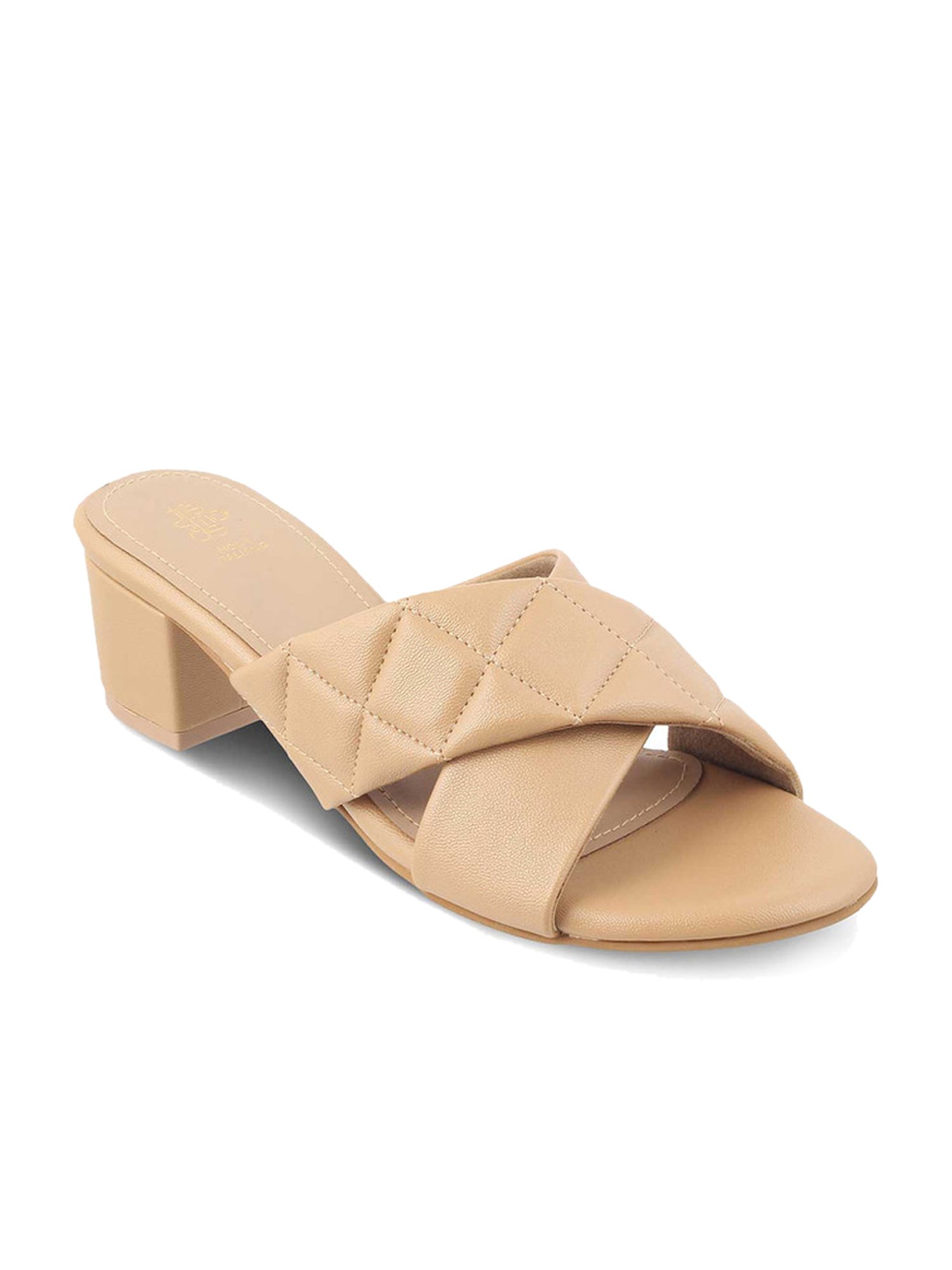 Tresmode Women's Beige Cross Strap Sandals