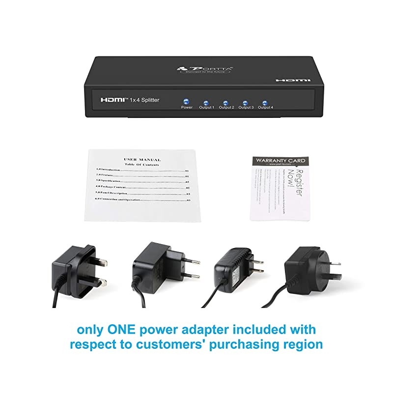 HDMI Splitter 4 Port 1x4 v1.3 support Full HD 3D 1080p Deep Color HD Audio Real HDMI